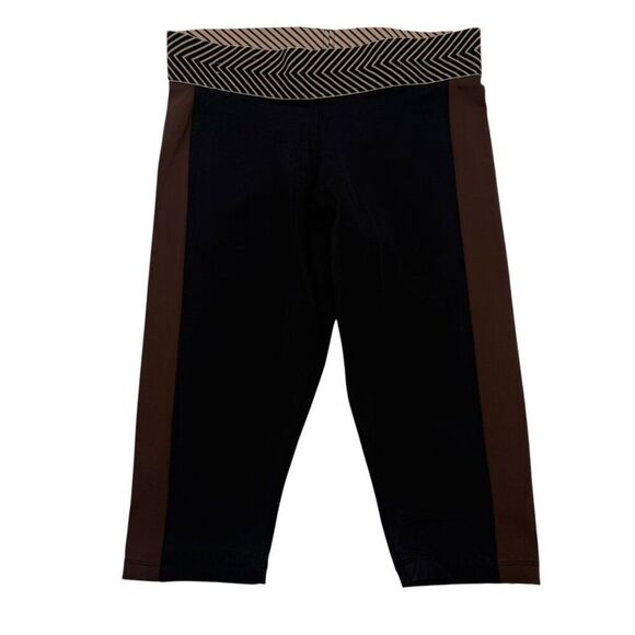 Olympia Zeus Biker Short Cropped Leggings Size Small Black Brown - Picture 2 of 9